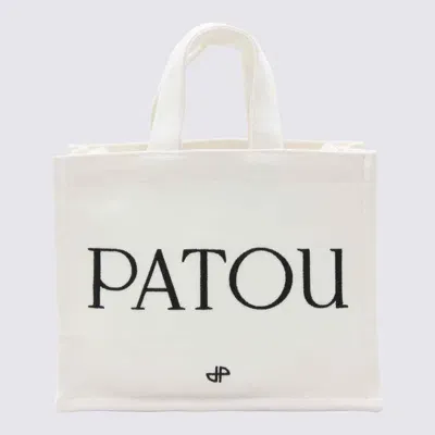 Patou White Cotton Small Tote Bag