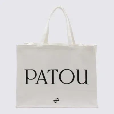 Patou White Cotton Tote Bag