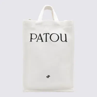 Patou White Cotton Vertical Tote