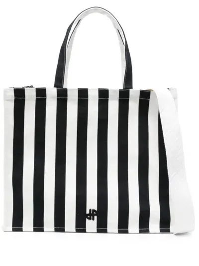 Patou Large Jp Striped Tote Bag In White