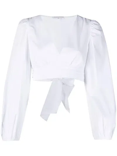 Patrizia Pepe Balloon Sleeves Cropped Shirt In 白色