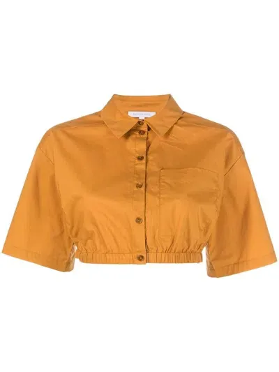 Patrizia Pepe Cropped Cotton Shirt In Orange