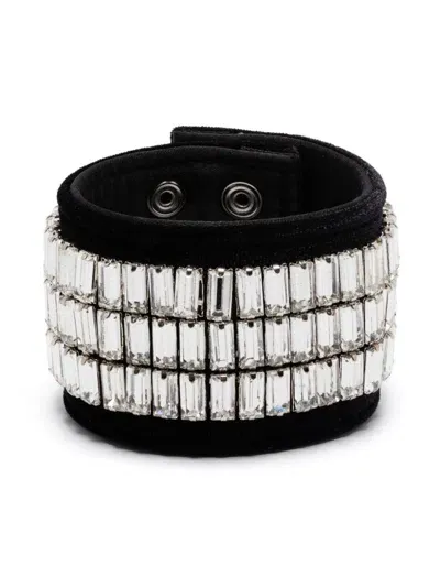 Patrizia Pepe Crystal-embellished Bracelet In Black