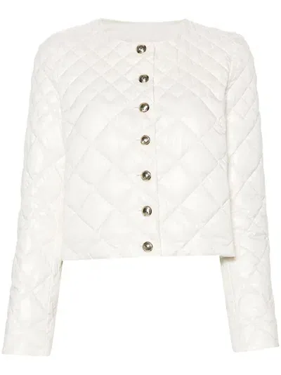 Patrizia Pepe Glossy-finish Padded Jacket In White