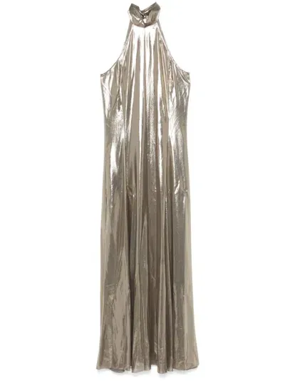 Patrizia Pepe Lamé Maxi Dress In Gold