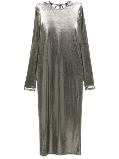 Patrizia Pepe Laminated Midi Dress In Gold