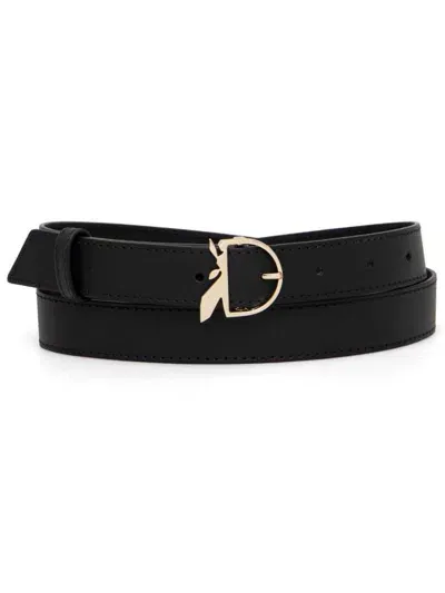 Patrizia Pepe Logo-buckle Belt In Black