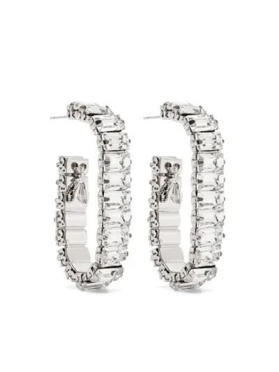 Patrizia Pepe Rhinestone-embellished Hoop Earrings In Silver