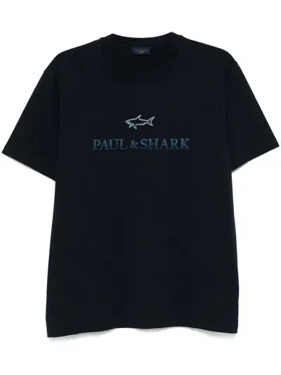 Paul & Shark Flocked-logo T-shirt In Black