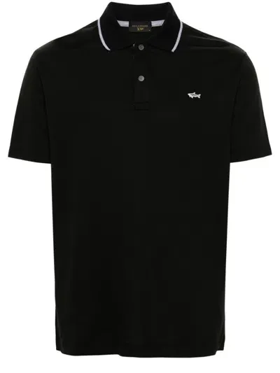 Paul & Shark Logo Cotton Polo In Black