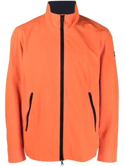 Paul & Shark Logo-patch Zip-up Jacket In Orange