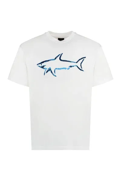 Paul & Shark Logo Cotton T-shirt In White/blue