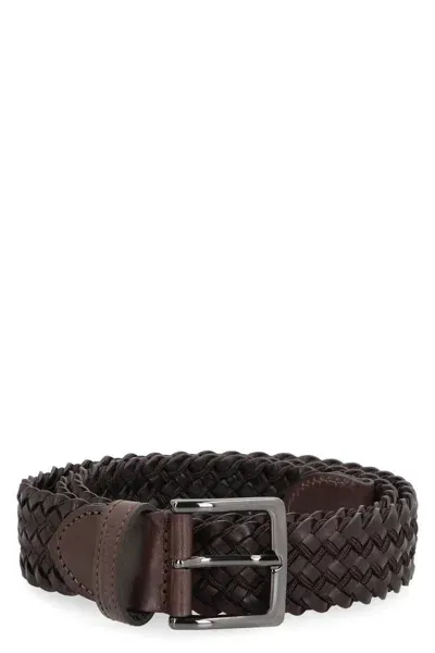 Paul & Shark Buckled Woven Belt In Brown