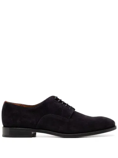 Paul Smith Almond-toe Suede Derby Shoes In Blue