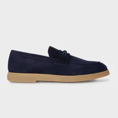 Paul Smith Navy Suede 'montalcini' Loafers Blue