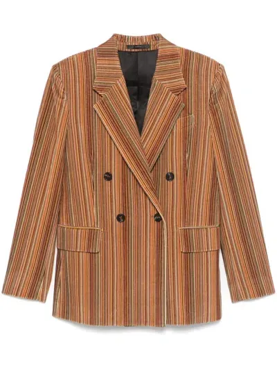 Paul Smith Striped Blazer In Brown