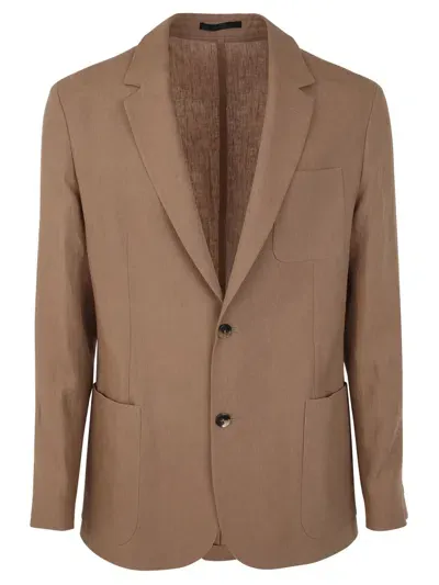 Paul Smith Tailored-fit Linen Patch-pocket Blazer In Brown