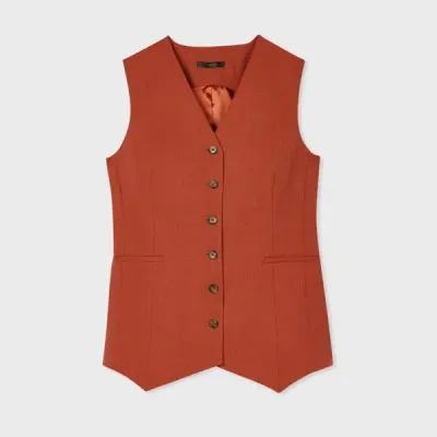 Paul Smith Women's Terracotta Overdyed Wool Waistcoat Orange