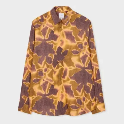 Paul Smith Yellow 'photogram Leaves' Viscose Shirt