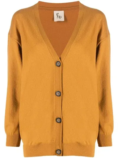 Paula Buttoned Cashmere Cardigan In Orange