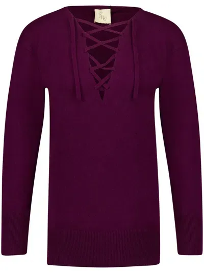 Paula Lace-up Cashmere Sweater In Purple