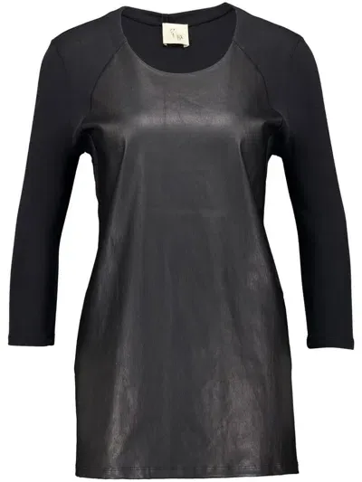 Paula Leather Long-sleeve T-shirt In Black