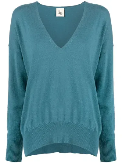 Paula V-neck Cashmere Jumper In Blue