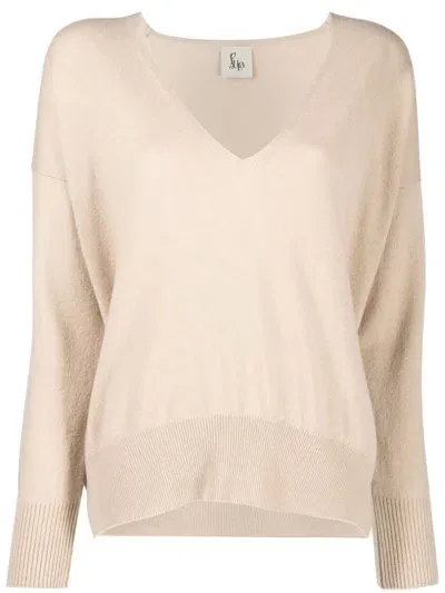 Paula V-neck Cashmere Jumper In Nude