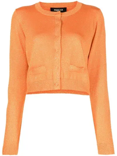 Paule Ka Button-down Knit Cardigan In Orange