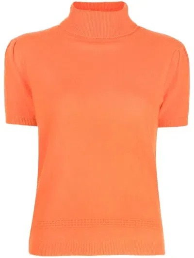 Paule Ka Roll-neck Cashmere Knit Top In Orange