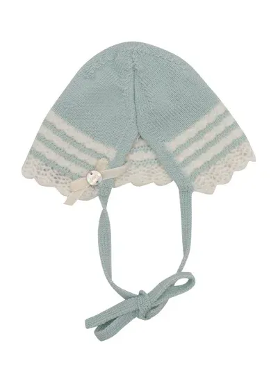 Paz Rodriguez Kids' Knit Newborn Bonnet "ruise�or" In Green