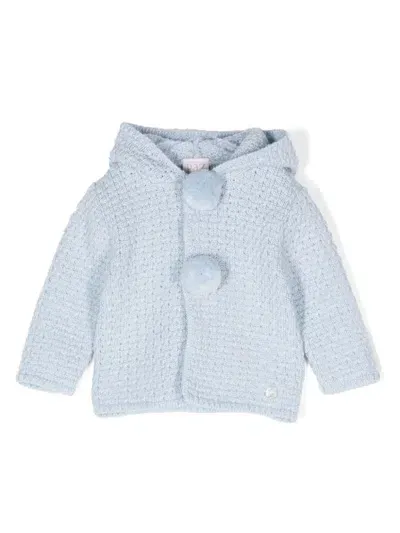 Paz Rodriguez Babies' Pompom-detail Cardigan In Blue