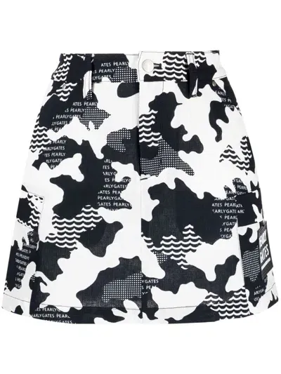 Pearly Gates Cow-print Mini Skirt In Black