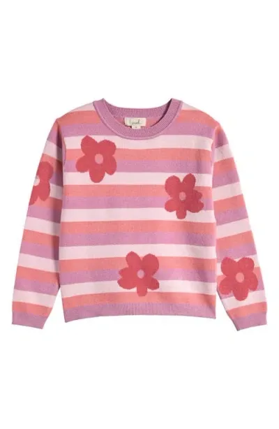 Peek Aren't You Curious Kids' Flower Stripe Sweater In Multi