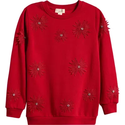 Peek Aren't You Curious Kids' Lace Appliqué Oversize Sweatshirt & Leggings Set In Red