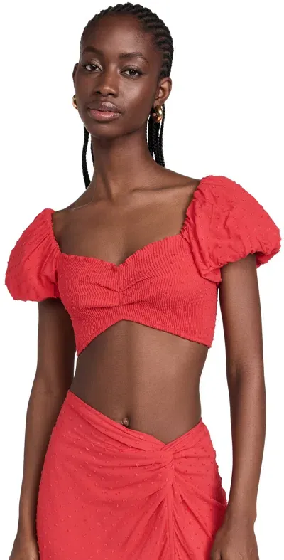 Peixoto Louisa Top In Red Sangria Lotus