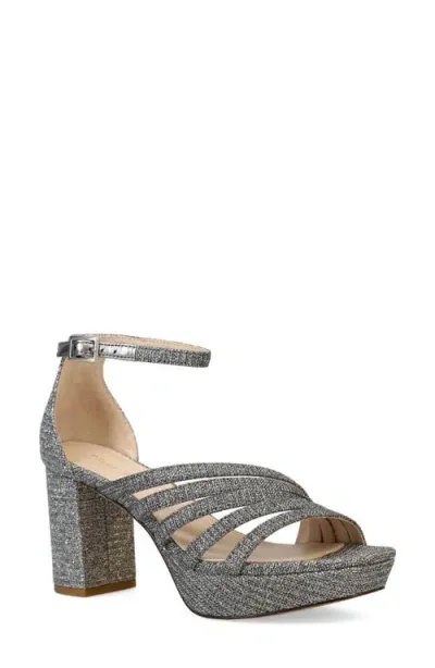 Pelle Moda Amber Ankle Strap Platform Sandal In Pewter