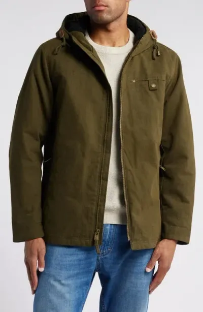 Pendleton Brothers Hooded Canvas Jacket In Dark Olive