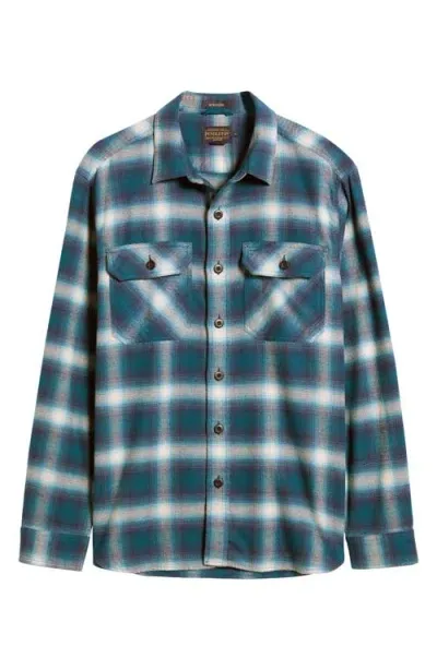 Pendleton Burnside Plaid Cotton Button-up Shirt In Navy/blue/grey Plaid