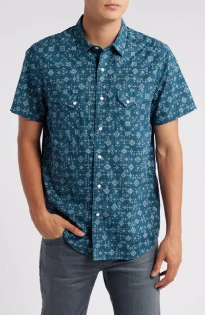 Pendleton Laramie Geo Print Short Sleeve Snap-up Western Shirt In Multi