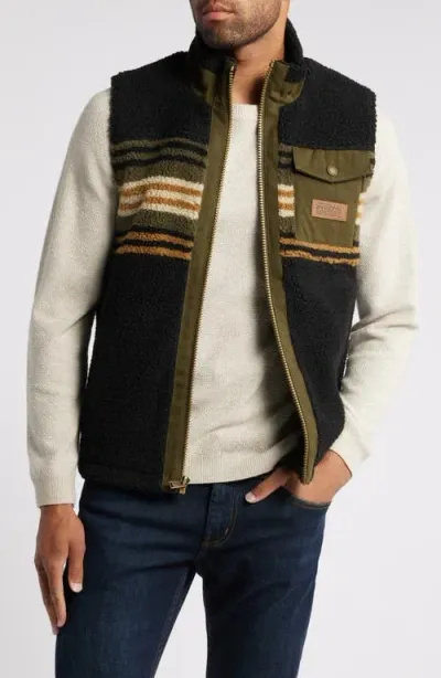 Pendleton Ridgeline Fleece Vest In Olive Bronze Stripe