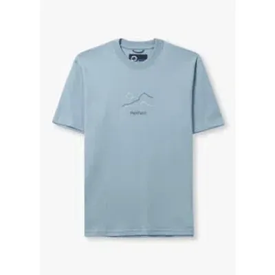 Penfield Mens Embroidered Mountain T-shirt In Soft Chambray In Blue Fabric