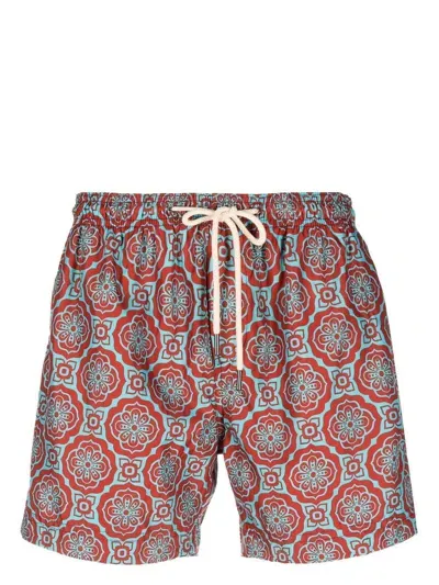 Peninsula Swimwear Geometric-print Swim Shorts In Orange