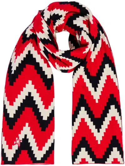 Perfect Moment Chevron-print Merino Scarf In Red