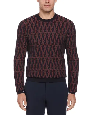 Perry Ellis Men's Diamond Crew Neck Sweater In Marsala,red