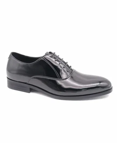 Perry Ellis Men's Faux Leather Oxford Pattent Shoes In Black