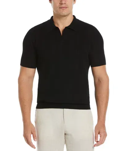 Perry Ellis Men's Mesh Stripe Polo Sweater In Black