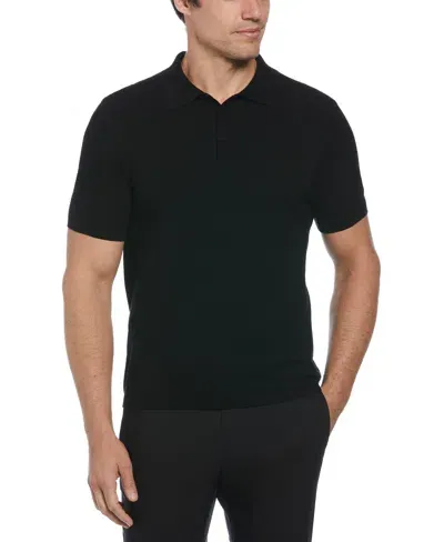 Perry Ellis Men's Solid Tech Knit Texture Polo In Black