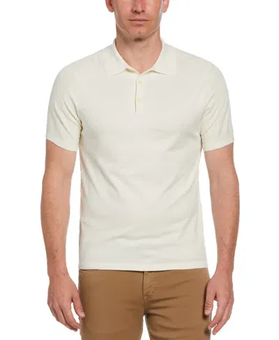 Perry Ellis Men's Solid Tech Knit Texture Polo In Egret,white