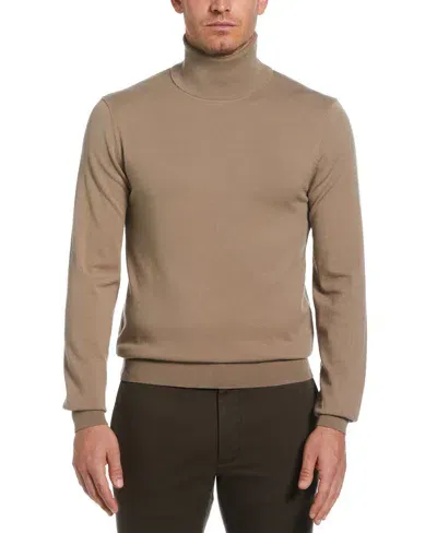 Perry Ellis Men's Solid Tech Knit Turtleneck Sweater In Desert Taupe,brown